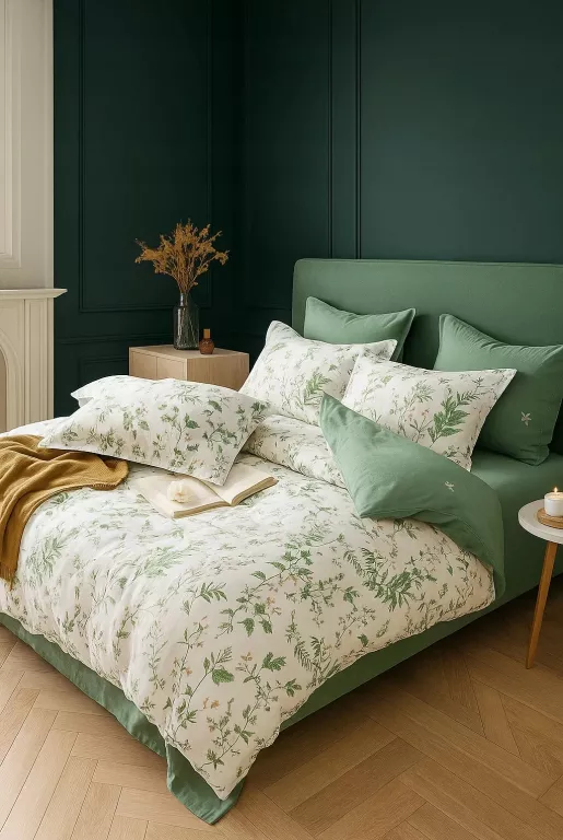 komplet-poscieli-200x220-zestaw-dwustronna-wzor-w-kwiaty-jasna-zielen-ean-gtin-5905771711320