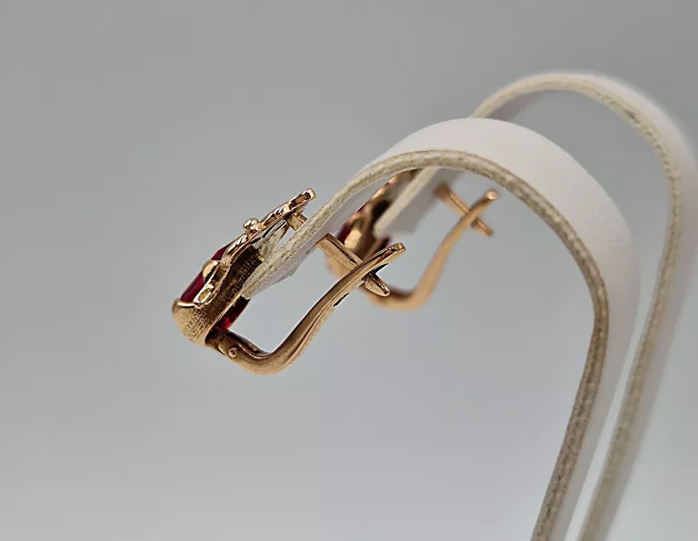 zlote-kolczyki-p585-w383g-angielskie-imitacja-rubinu-stan-11323-2