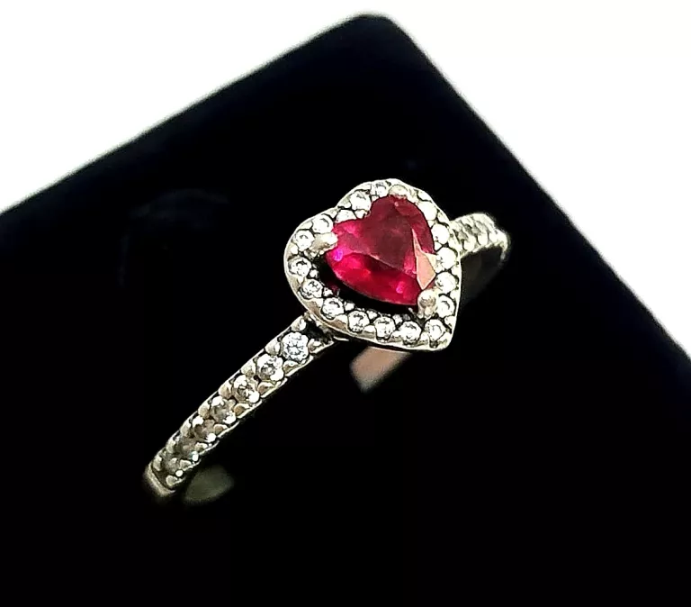 pandora-pierscionek-z-wypuklym-czerwonym-sercem-p925-waga-211-g-rozmiar-1-stan-11323-2