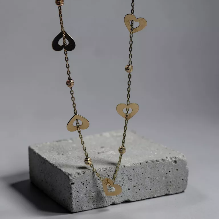 zlota-bransoletka-z-serduszkami-yes-18cm-375-stan-11323-2