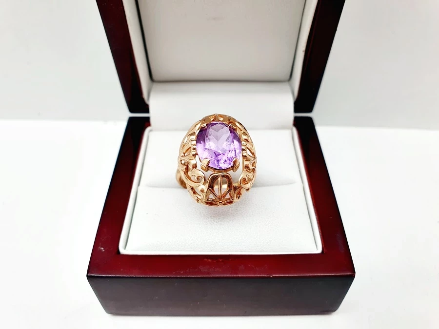 elegancki-rzezbiony-zloty-pierscionek-fioletowe-oczko-p585-14ct-716g-r16-stan-11323-2