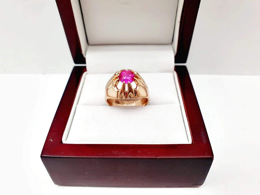 obledny-zloty-pierscionek-z-rozowym-oczkiem-p585-14ct-629-g-r12-stan-11323-2