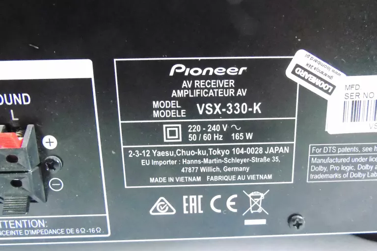 amplituner-pioneer-vsx-330-k-pilot-kod-producenta-vsx-330k