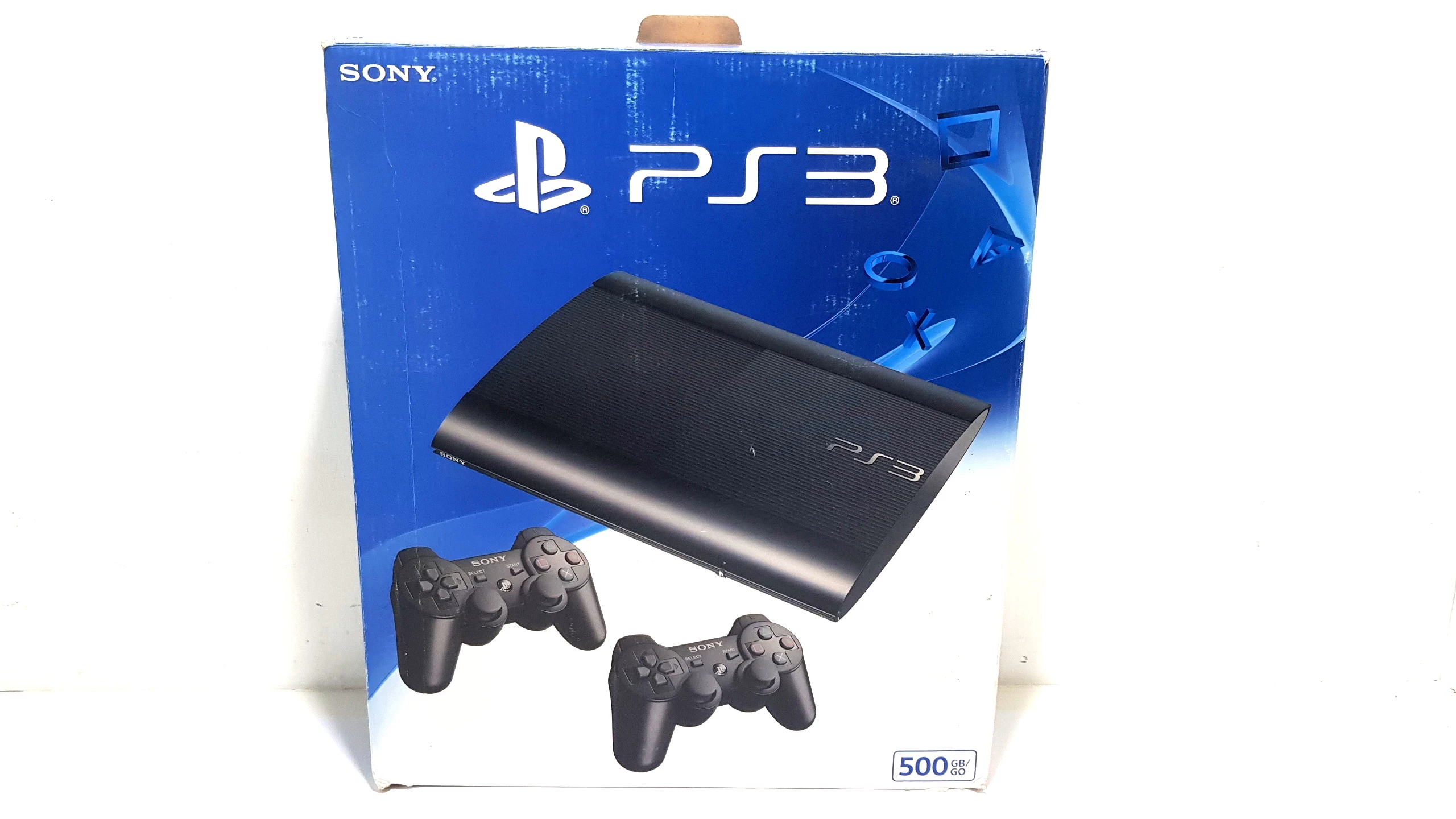 konsola-sony-ps3-super-slim-cech-4304c-500gb-2-pady-stan-bdb-zalaczone-wyposazenie-2-pady-kable