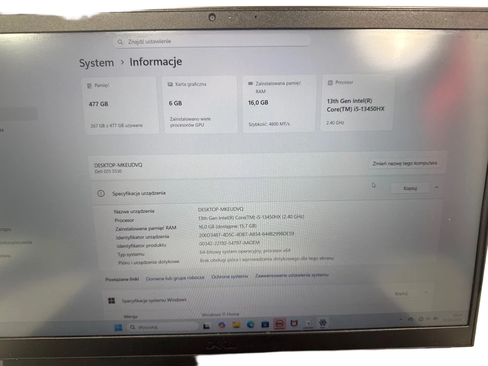 laptop-dell-g15-5530-i5-13-16gb-512ssd-win11-rtx3050-opis-rozdzielczosc-px-4474-211457
