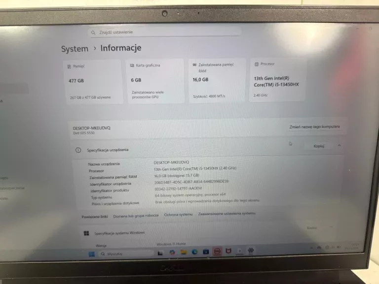 laptop-dell-g15-5530-i5-13-16gb-512ssd-win11-rtx3050-opis-kod-producenta-d15-dell-g15-5530-002