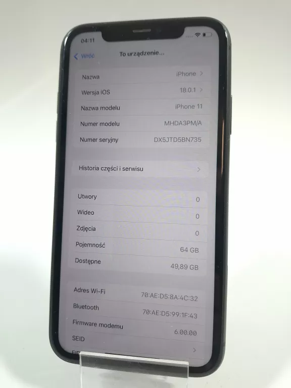 smartfon-apple-iphone-11-4-gb-64-gb-4g-lte-czarny-bateria-79-ean-gtin-194252097250