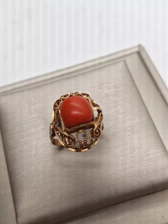 pierscionek-z-koralem-proba-585-waga-519g-rozmiar-13-glowna-9-walbrzych-sj