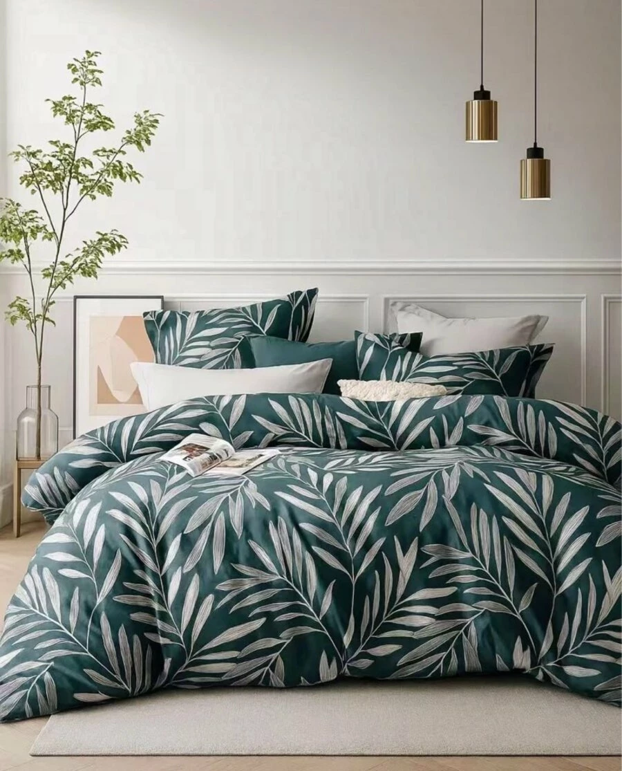 komplet-poscieli-200x220-zestaw-dwustronna-wzor-w-kwiaty-jasna-zielen-karmelicka-45a-krakow