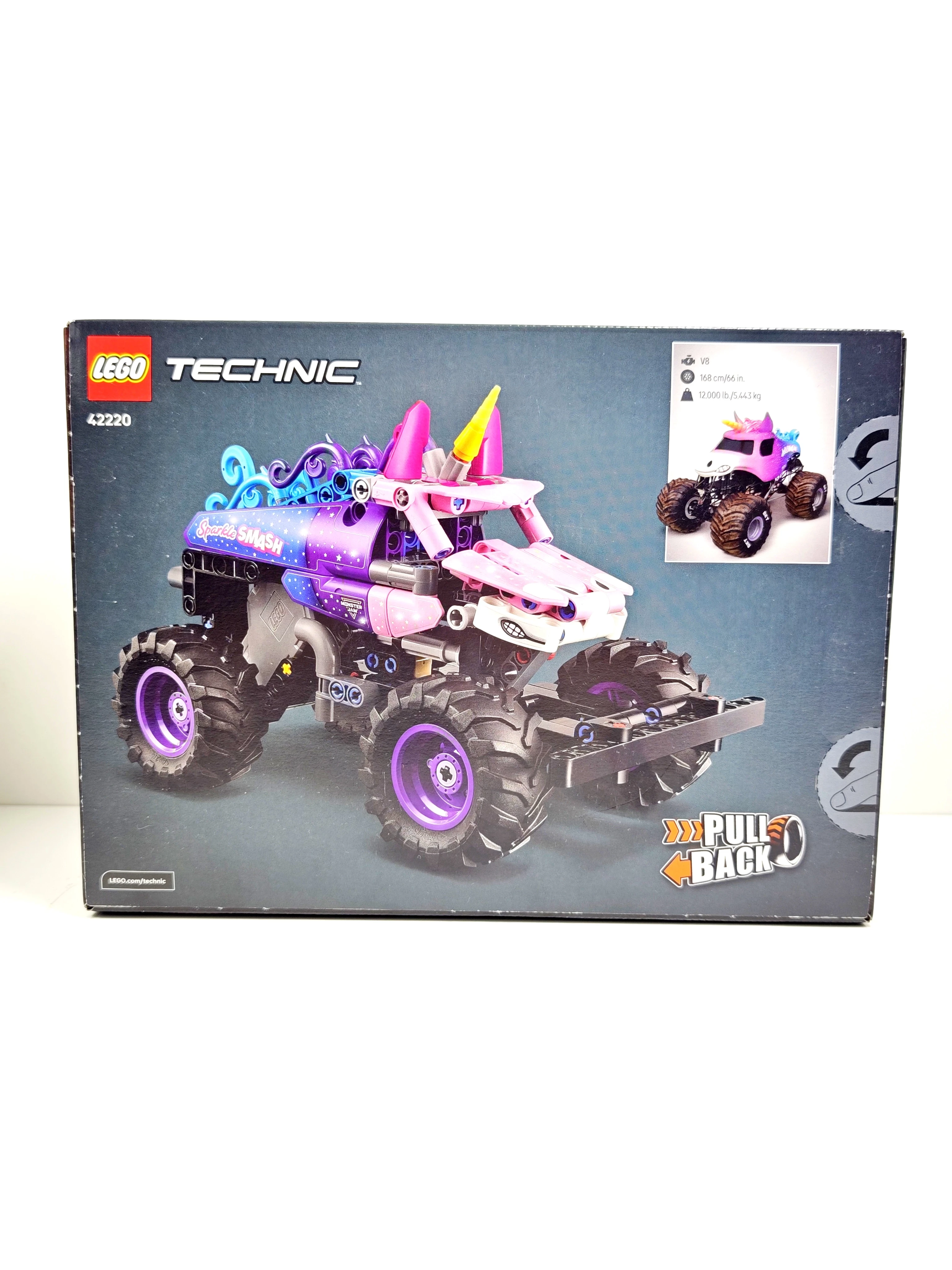 LEGO TECHNIC 42220 MONSTER JAM SPARKLE SMASH Z NAPĘDEM TYPU PULL-BACK ...