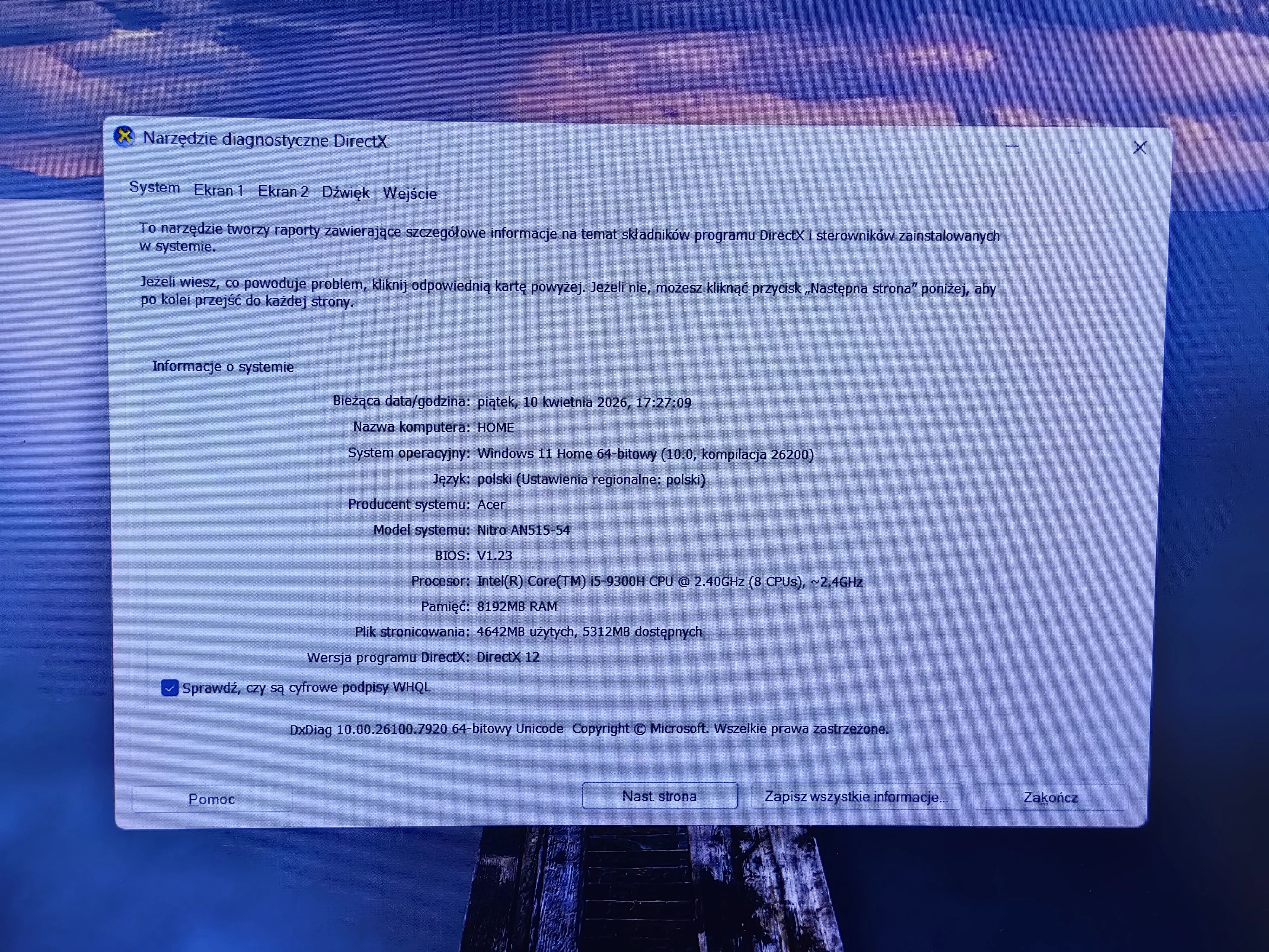 laptop-acer-nitro-5-an-515-54-i5-9300h-gtx1050-8gb-ram-512gb-ssd-w11-pojemnosc-dysku-512