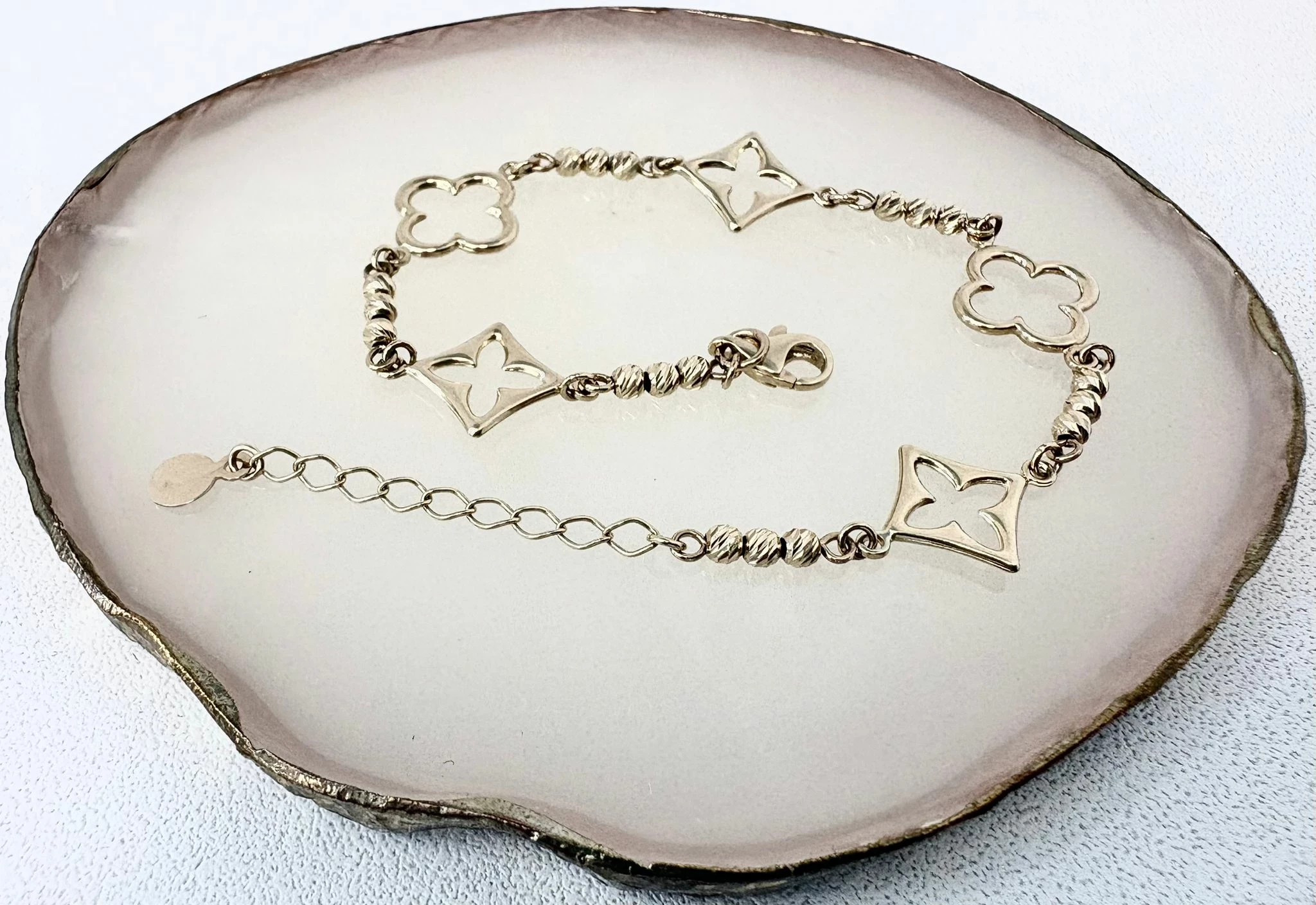 sliczna-zlota-bransoletka-koniczynki-romby-pr585-318gr-rynek-7-grodkow