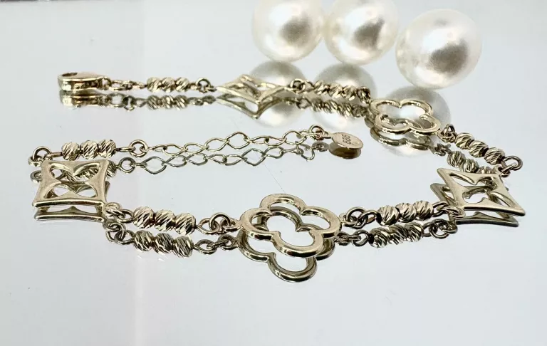 sliczna-zlota-bransoletka-koniczynki-romby-pr585-318gr-material-15835-2