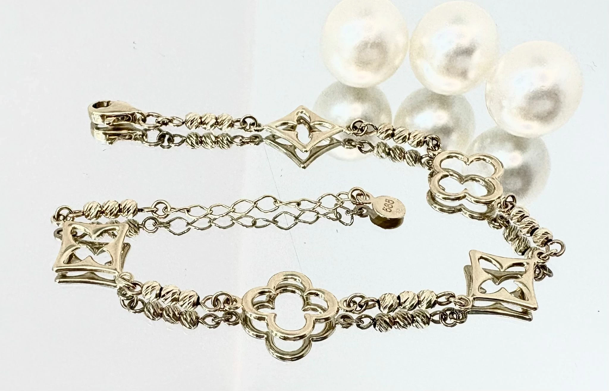 sliczna-zlota-bransoletka-koniczynki-romby-pr585-318gr-rodzaj-2205-2