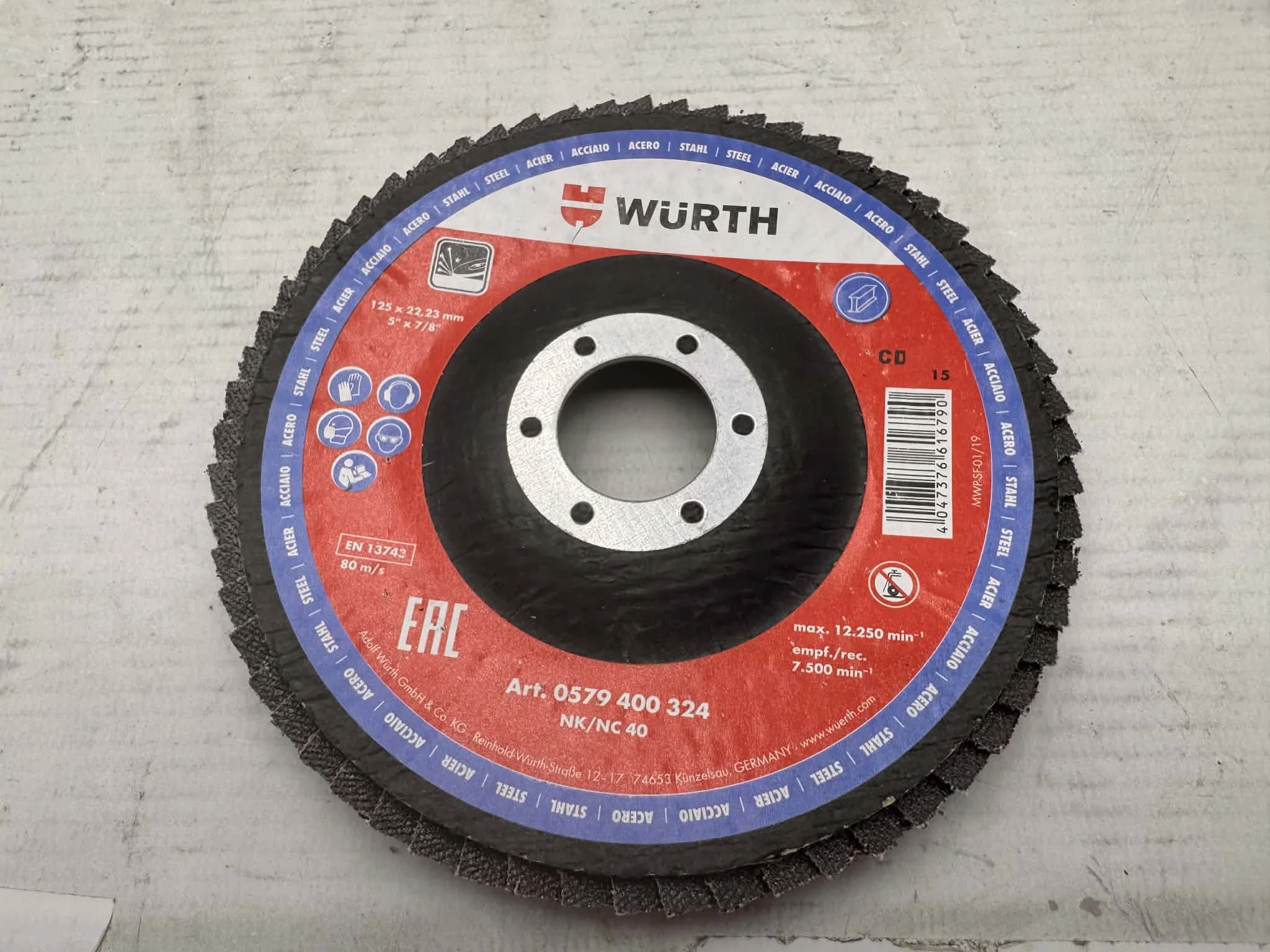 wurth-tarcza-listkowa-do-stali-nknc-40-kod-producenta-0579400326