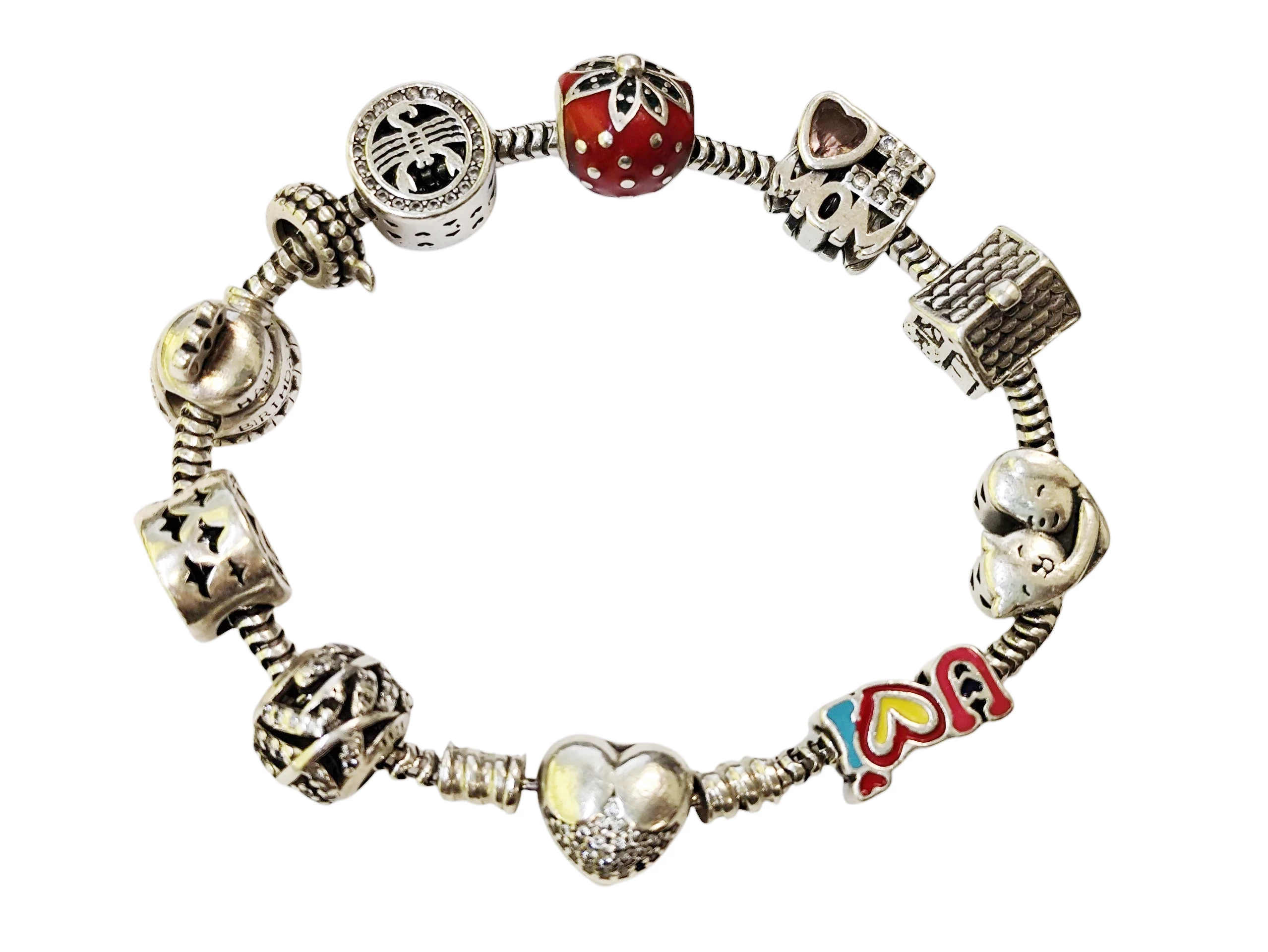 srebrna-bransoletka-pandora-3705g-charmsy-9szt-stan-11323-2