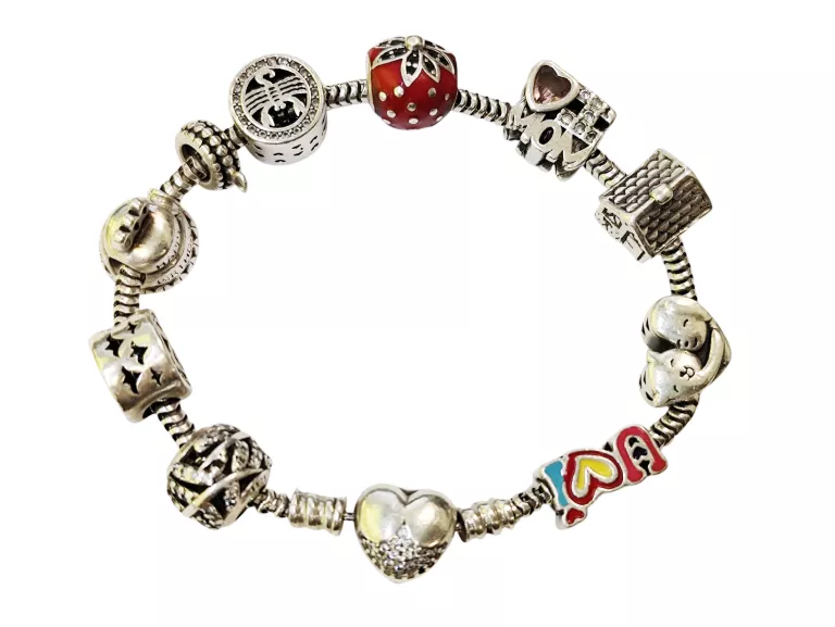 srebrna-bransoletka-pandora-3705g-charmsy-9szt-stan-11323-2