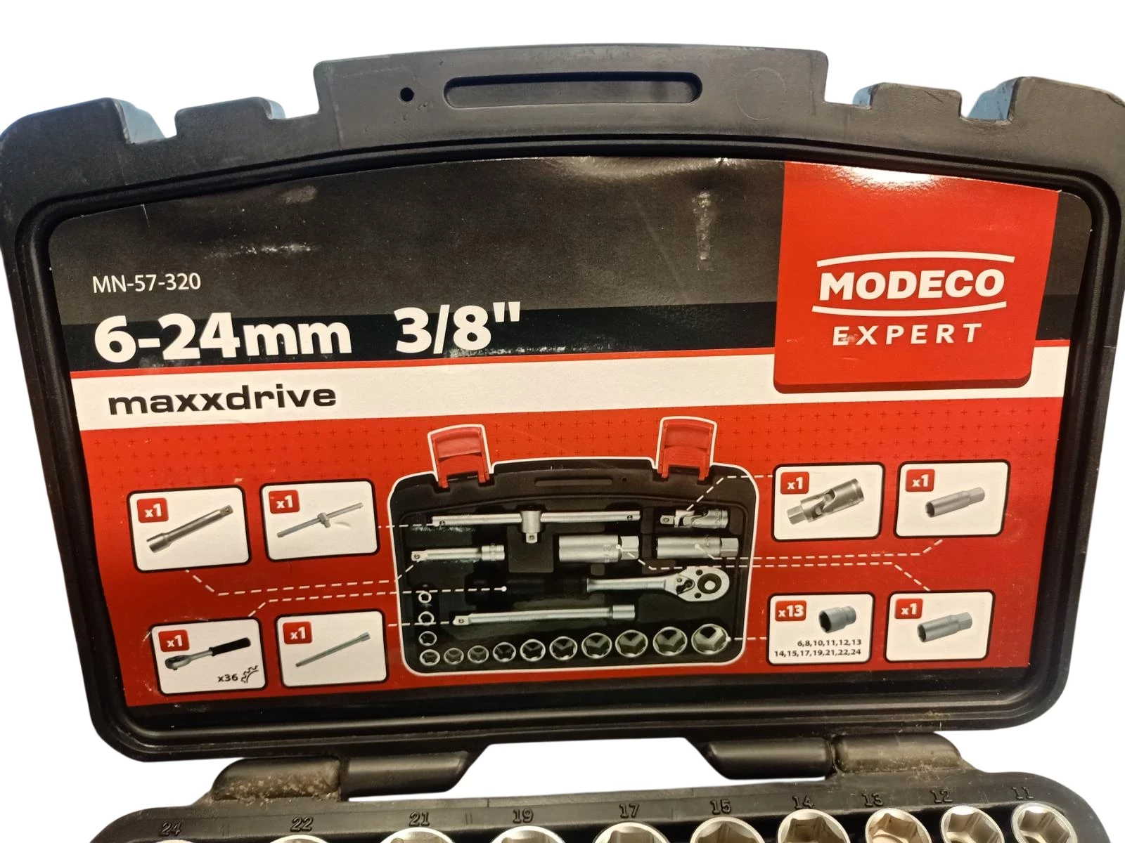 KOMPLET KLUCZY NASADOWYCH Z GRZECHOTKĄ MODECO EXPERT MN-57-320 ...