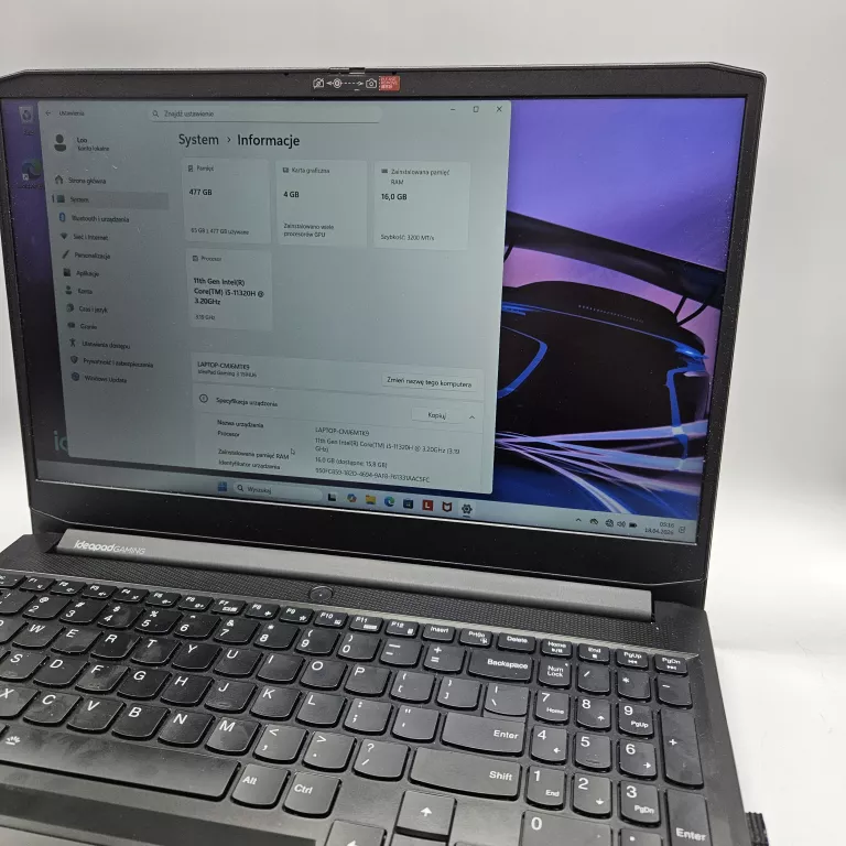 laptop-lenovo-ideapad-gaming-3-15iuh6-i5-11gen-16gb-ssd-512gb-rtx3050-kod-producenta-82k100fkpb