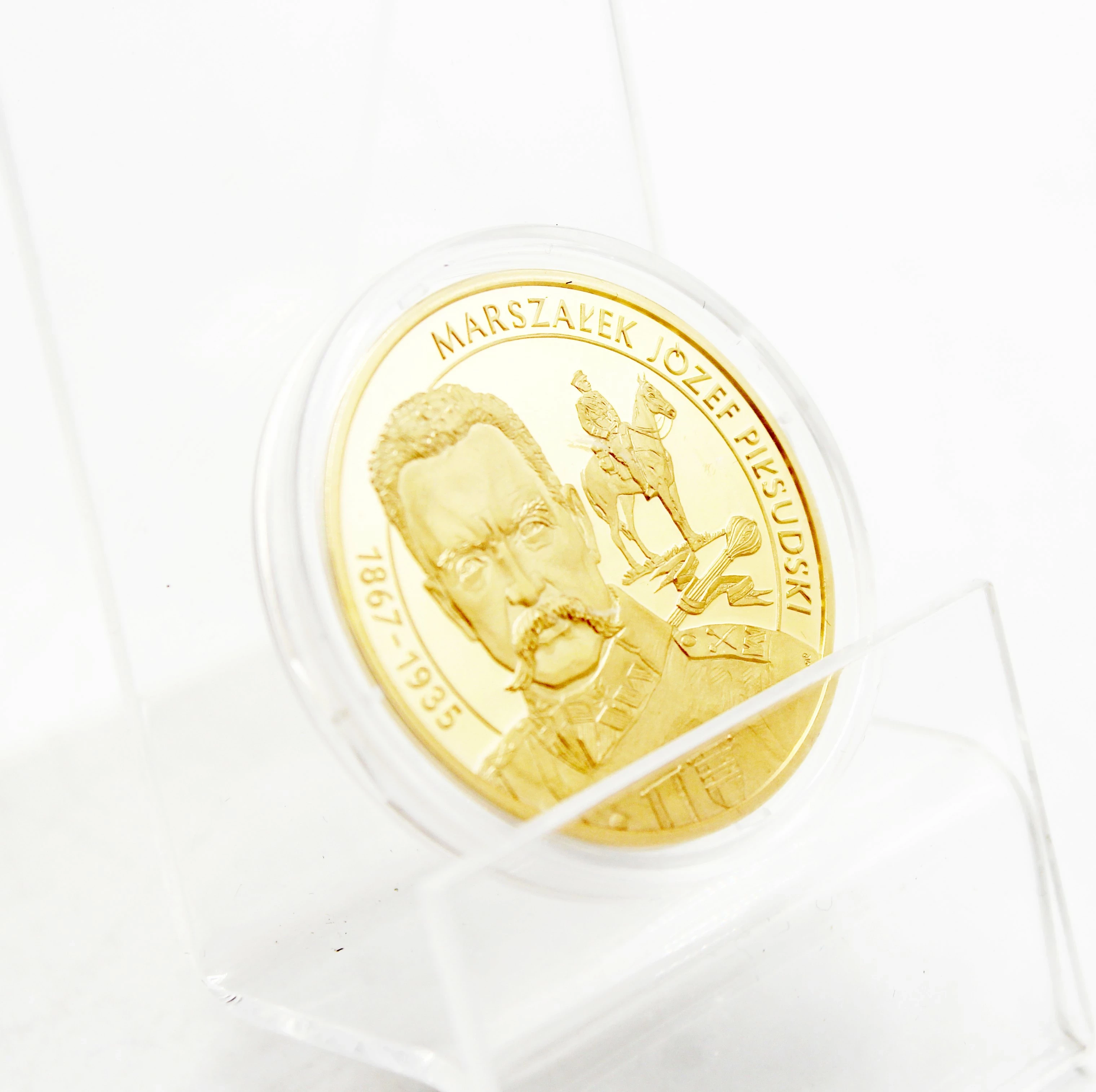 pozlacana-moneta-wielcy-polacy-marszalek-jozef-pilsudski-1867-1935-glogowska-160-poznan