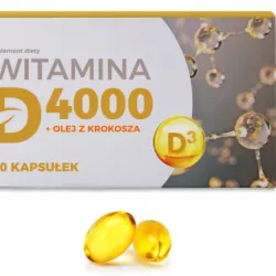 WITAMINA D4000 60 KAPSUŁEK KAŻDA: 4000 IU 100UG 2000 %RWS + OLEJ Z KROKOSZ