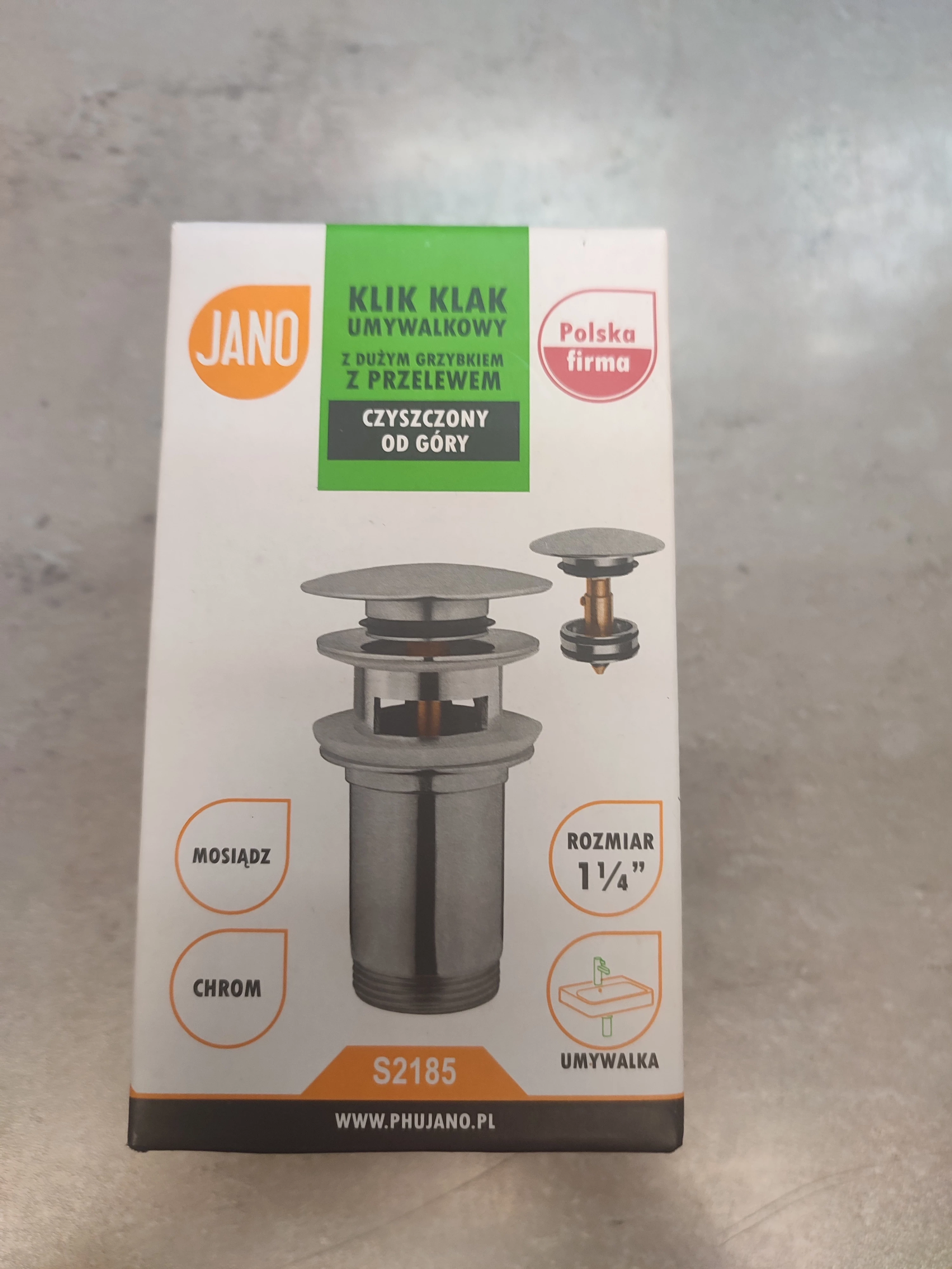 korek-klik-klak-czyszczony-od-gory-z-tuleja-i-duzym-grzybkiem-chrom-jano-dabrowskiego-30-strzegom-sj