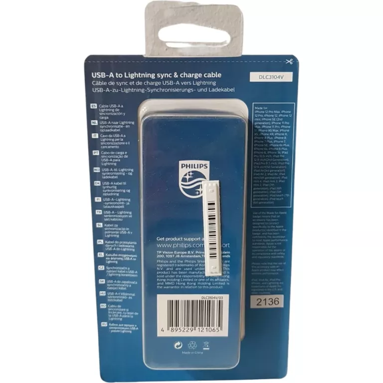 kabel-philips-usb-a-to-lightning-12m-dlc3104v-ean-gtin-4895229121065