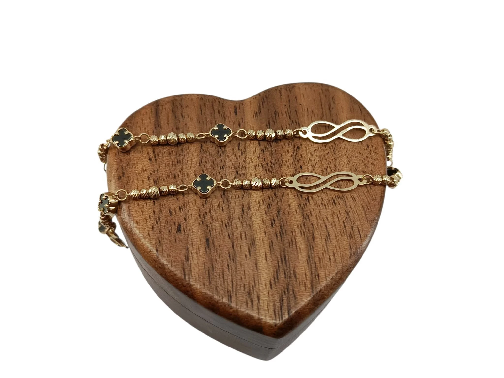 piekna-zlota-bransoletka-z-czarnymi-koniczynkami-p585-316g-dlugosc-calkowita-20