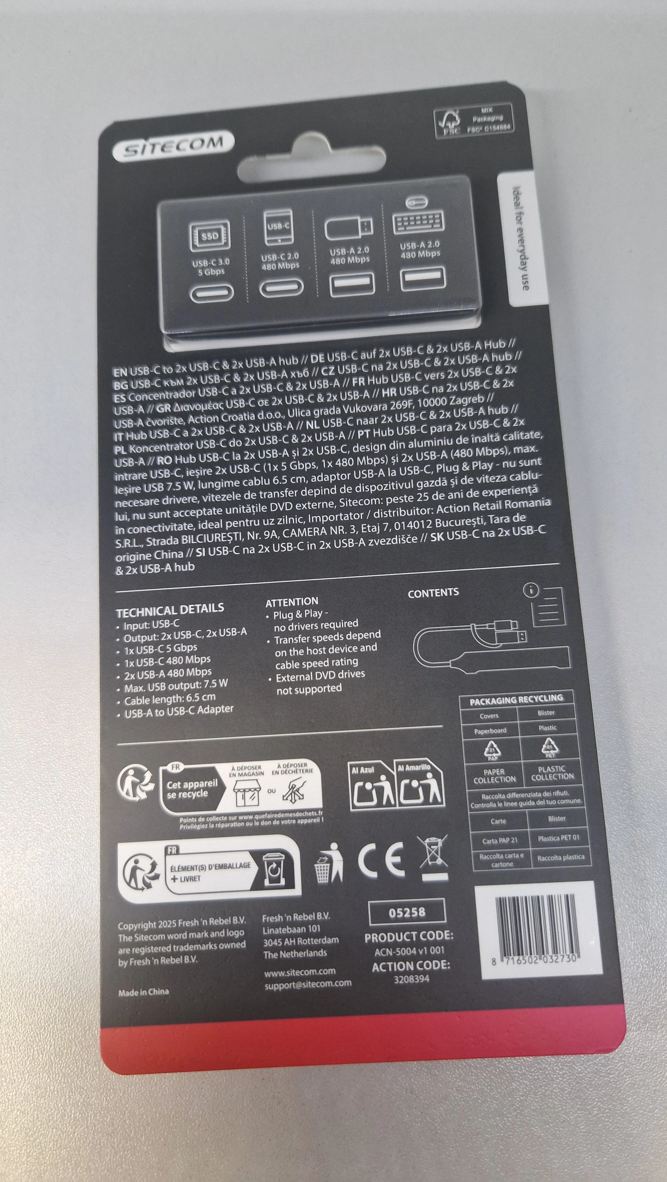 hub-4-porty-usb-c-sitecom-ean-gtin-8716502030804