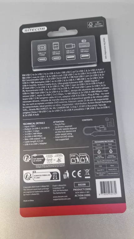 hub-4-porty-usb-c-sitecom-ean-gtin-8716502030804