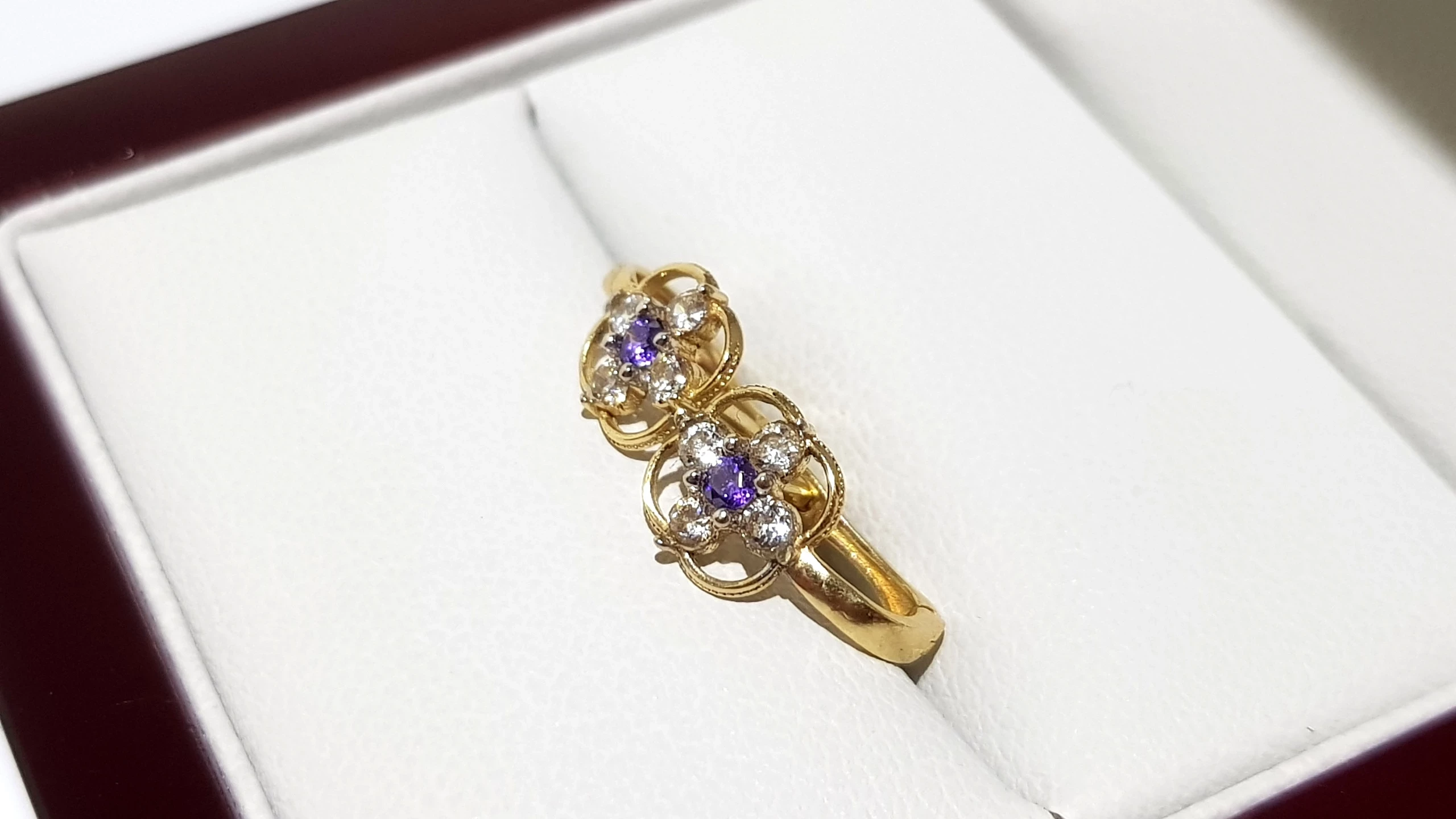 wyrob-jubilerski-uzywany-zlote-kolczyki-kwiatki-fioletowe-585-07mm-113g-stan-11323-2