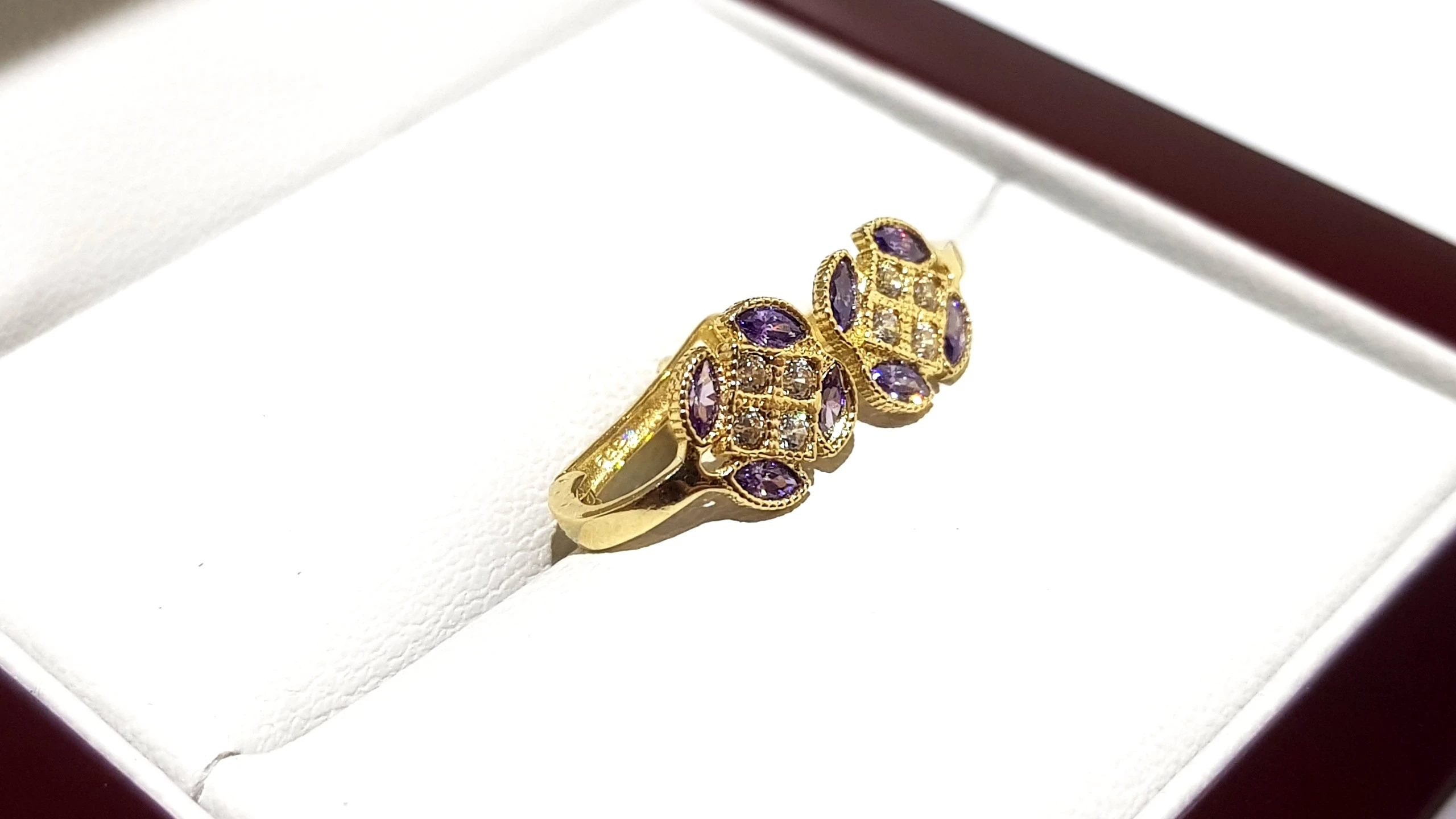 wyrob-jubilerski-uzywany-zlote-kolczyki-kwiatki-fioletowe-585-08cm-117g-ean-gtin-5907317144593