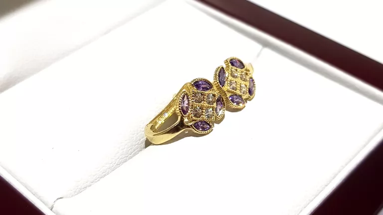 wyrob-jubilerski-uzywany-zlote-kolczyki-kwiatki-fioletowe-585-08cm-117g-ean-gtin-5907317144593