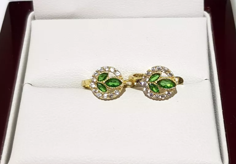 wyrob-jubilerski-uzywany-zlote-koczyki-zielone-listki-pr585-sr08cm-12g-warszawska-162-lomianki