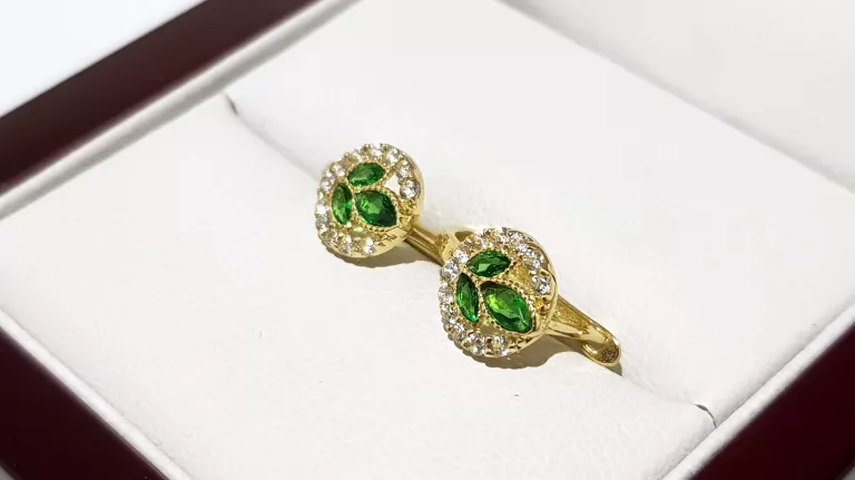 wyrob-jubilerski-uzywany-zlote-koczyki-zielone-listki-pr585-sr08cm-12g-stan-11323-2