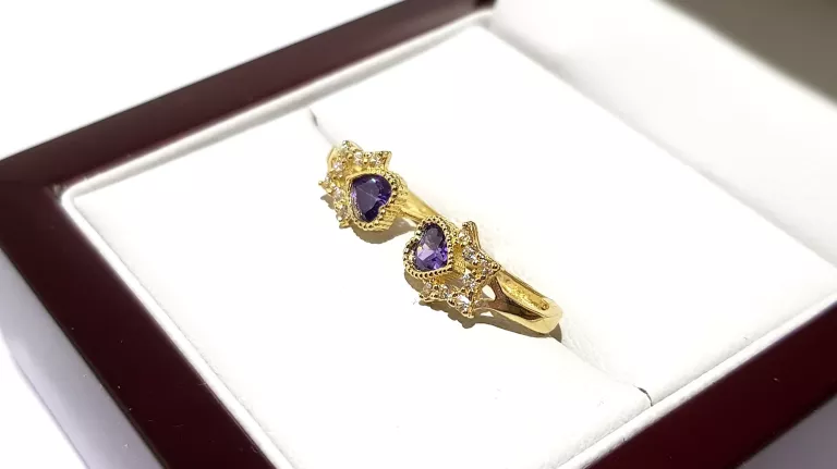 wyrob-jubilerski-uzywany-zlote-kolczyki-serduszka-fioletowe-585-08cm145g-stan-11323-2