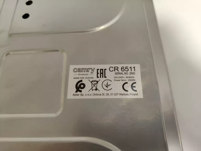 kuchenka-elektryczna-dwupalnikowa-camry-cr6511-gw-model-cr-6511
