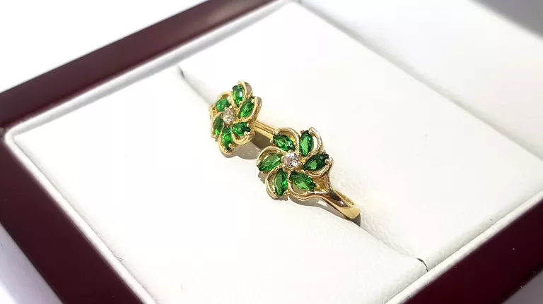 wyrob-jubilerski-uzywany-zlote-kolczyki-zielone-kwiatki-pr585-09cm-121g-stan-11323-2