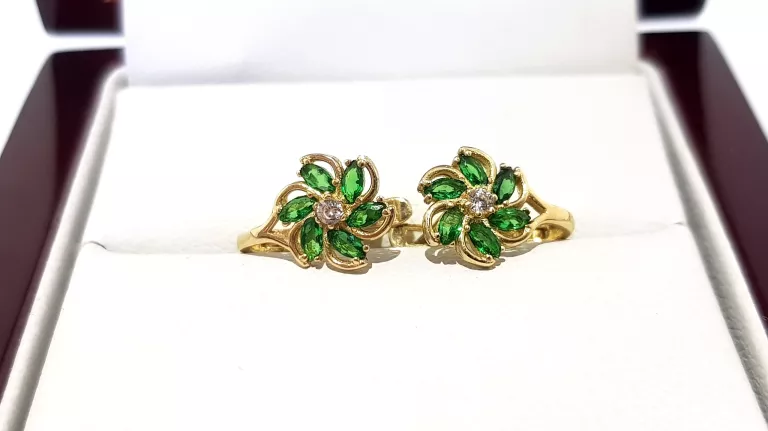 wyrob-jubilerski-uzywany-zlote-kolczyki-zielone-kwiatki-pr585-09cm-121g-warszawska-162-lomianki