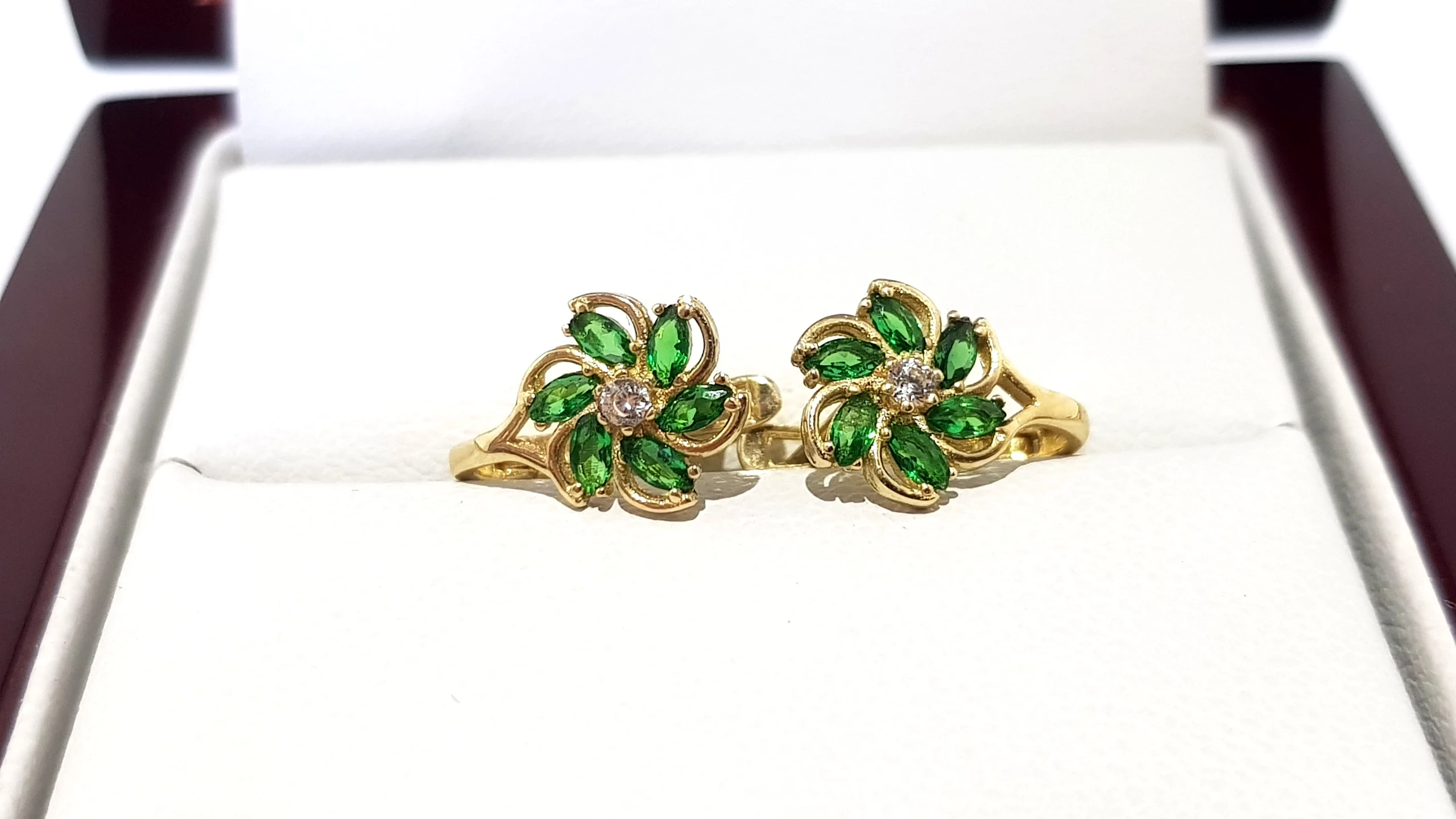 wyrob-jubilerski-uzywany-zlote-kolczyki-zielone-kwiatki-pr585-09cm-121g-warszawska-162-lomianki