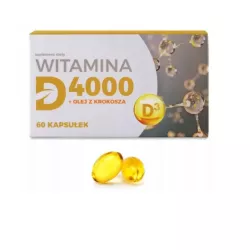 WITAMINA D4000 60 KAPSUŁEK KAŻDA: 4000 IU 100UG 2000 %RWS + OLEJ Z KROKOSZ