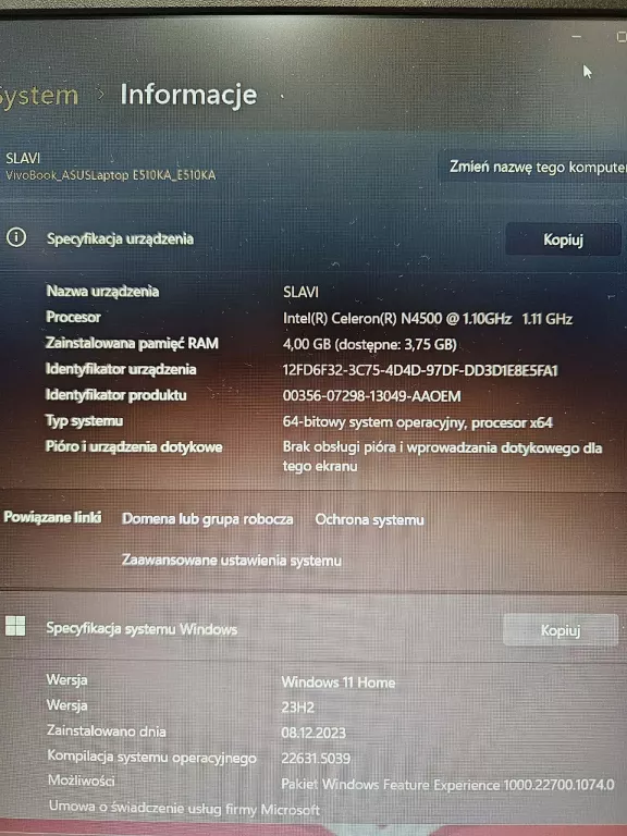 laptop-asus-e510k-4128gbwin11celeron-n4500-ean-gtin-5903919595634