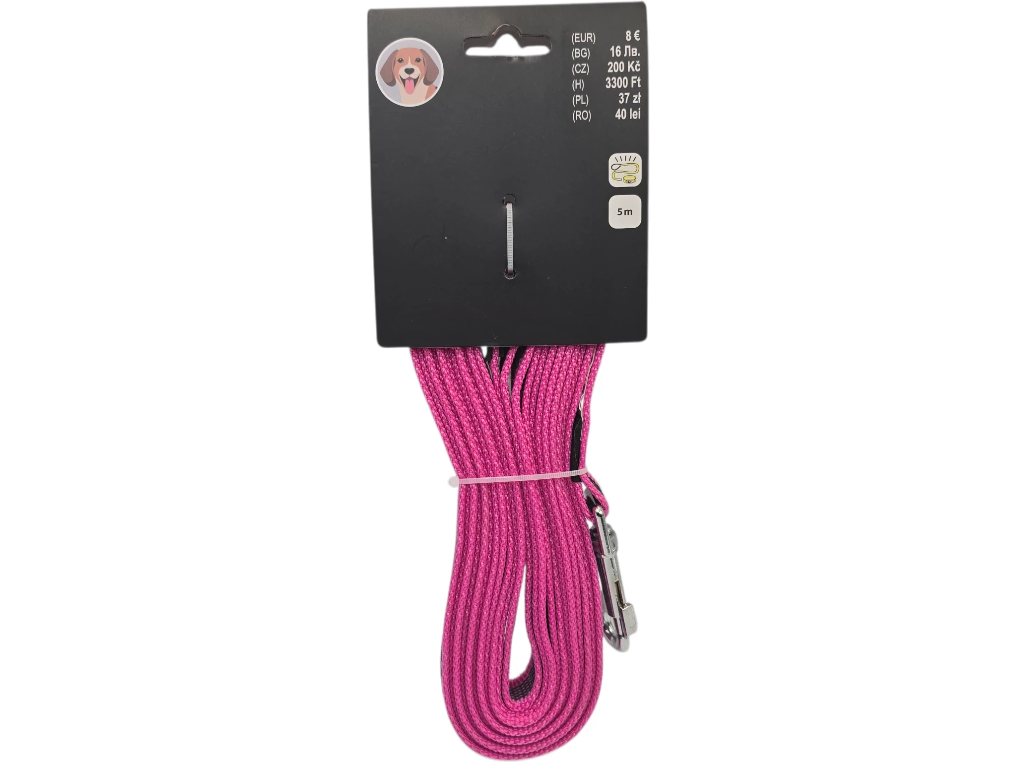 smycz-tasma-dla-psa-rozowa-dlugosc-5-metrow-karabinczyk-warszawska-38-katowice