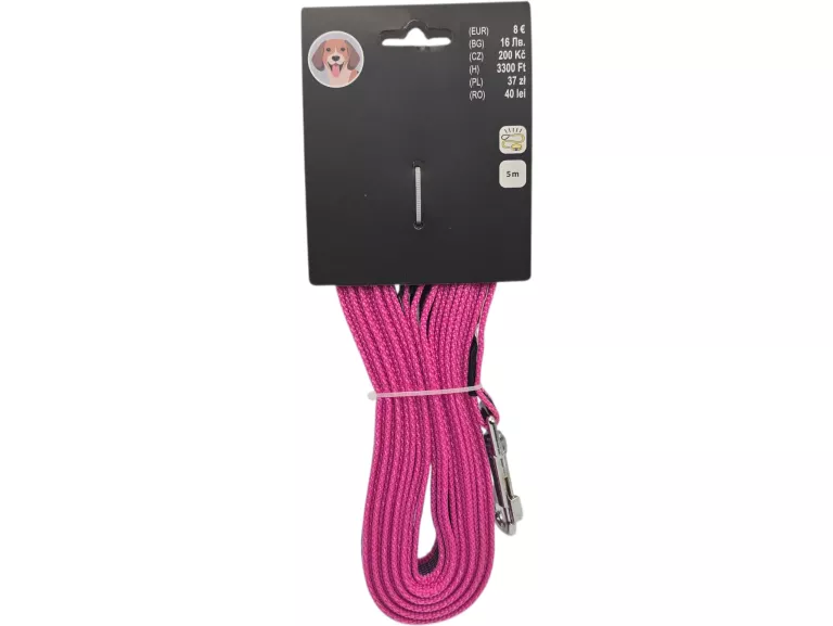 smycz-tasma-dla-psa-rozowa-dlugosc-5-metrow-karabinczyk-warszawska-38-katowice