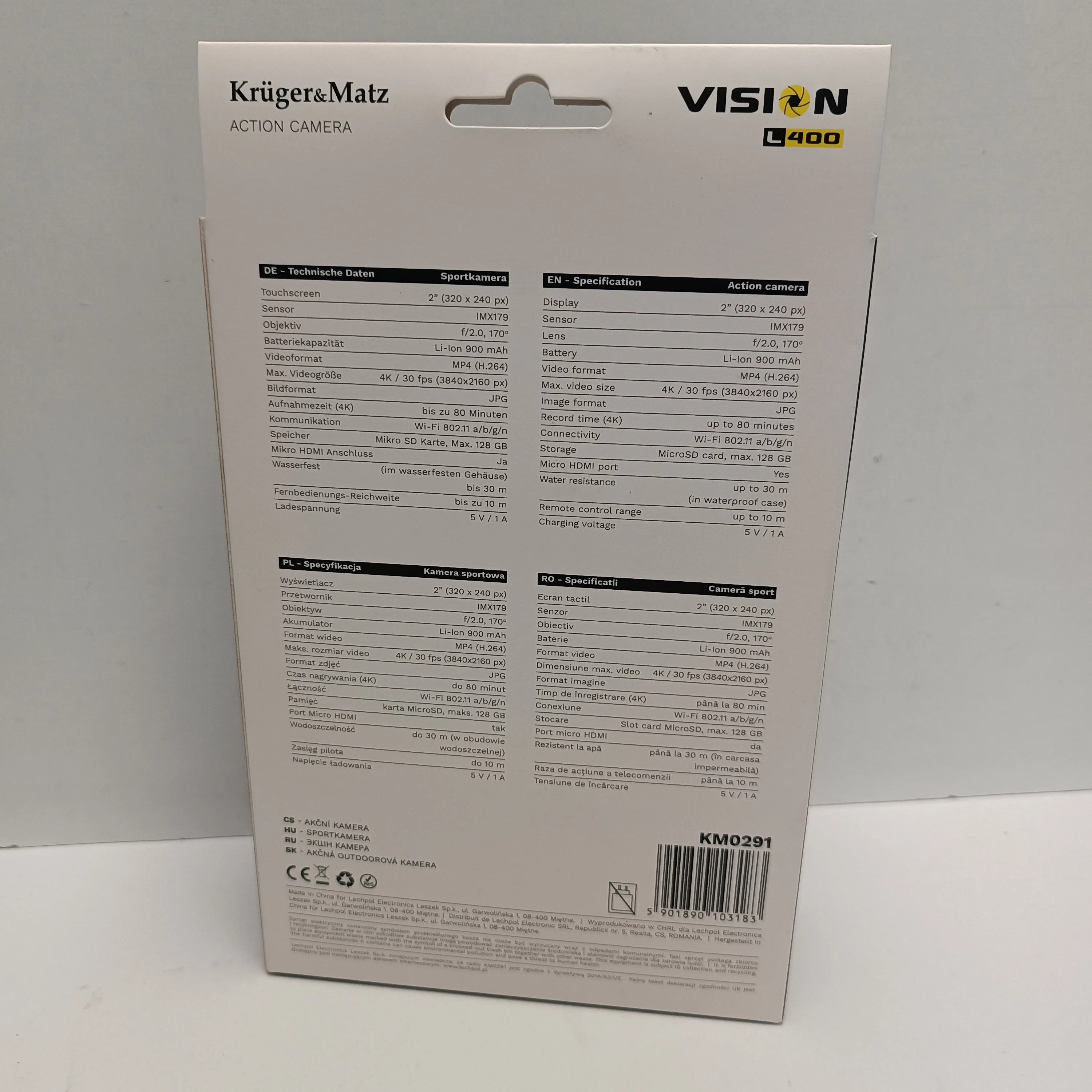 kamera-sportowa-4k-kamerka-krugermatz-vision-l400-akcesoria-pilot-zestaw-ean-gtin-5901890103183