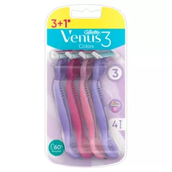 GILLETTE VENUS 3 COLORS MASZYNKI JEDNORAZOWE DO GOLENIA DLA KOBIET, 4 SZT.