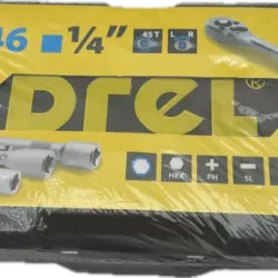 DREL ZESTAW KLUCZY NASADOWYCH NASADEK KLUCZE Z GRZECHOTKĄ NA 1/4” 46SZT.