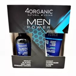 4ORGANIC MEN POWER  NATURALNY ZESTAW KOSMETYKÓW DLA MĘŻCZYZN (ŻEL + BALSAM