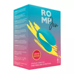 ROMP JOIN - TURKUSOWY PIERŚCIEŃ WIBRUJĄCY DLA PAR, SILIKONOWY, USB