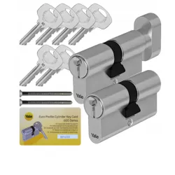 KOMPLET WKŁADEK YALE Y600 30/45 + 30/45G Z BEZPIECZNYM SPRZĘGŁEM SATYNA